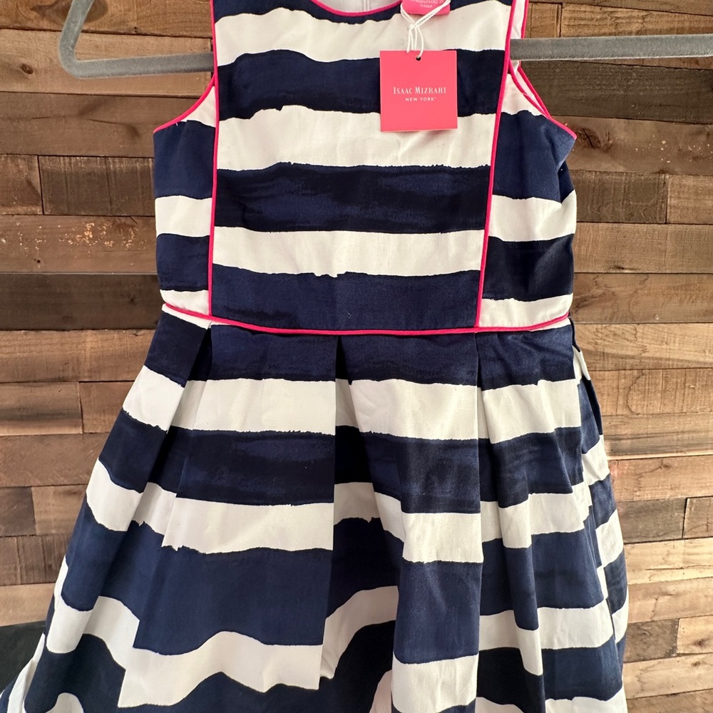 Navy and White Striped Kids Dress by Isaac Mizrahi